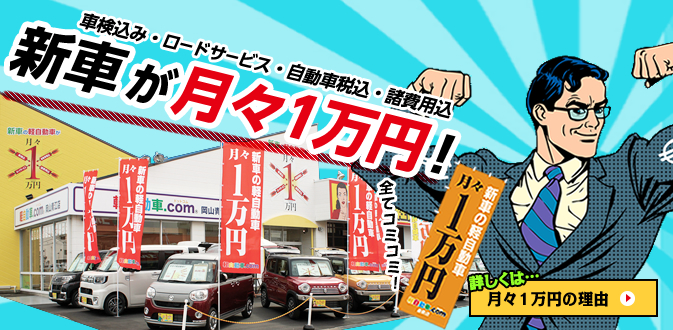 国内の軽自動車が月々1万円